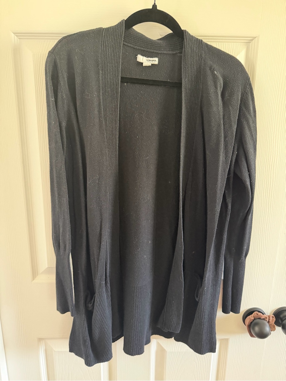 Sonoma Black Open-Front Lightweight Cardigan